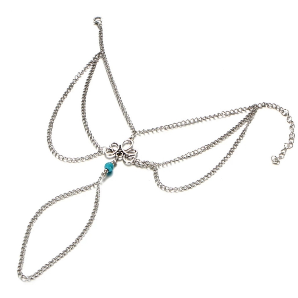 🎀Boho Style Turquoise Chain Anklet - Picture 3 of 6